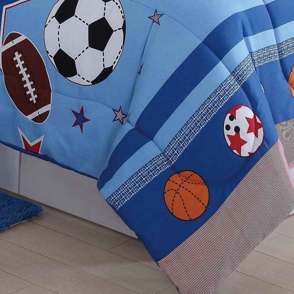 My World Sports and Stars Comforter Set – Kids Bedding with Baseball, Football, Soccer & Volleyball Design