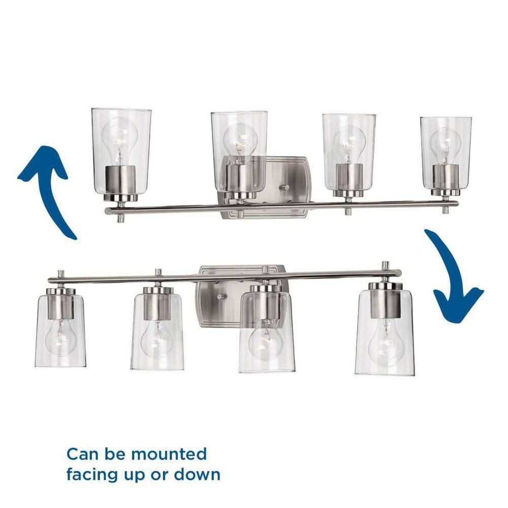 Progress Lighting Adley 4-Light Bath Vanity in Brushed Nickel with Clear Glass Shades