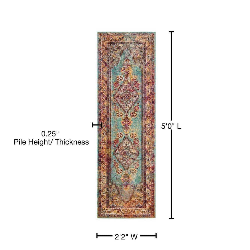 Crystal CRS507 Power Loomed Accent Rug - Light Blue/Orange - 2'2"x5' - Safavieh.