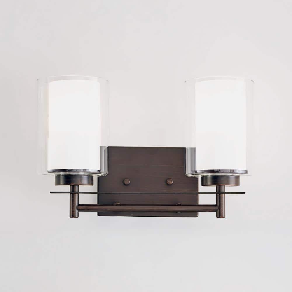 Generation Lighting 4437302-710 Elmwood Park Two - Light Wall/Bath Vanity Style Fixture, Bronze