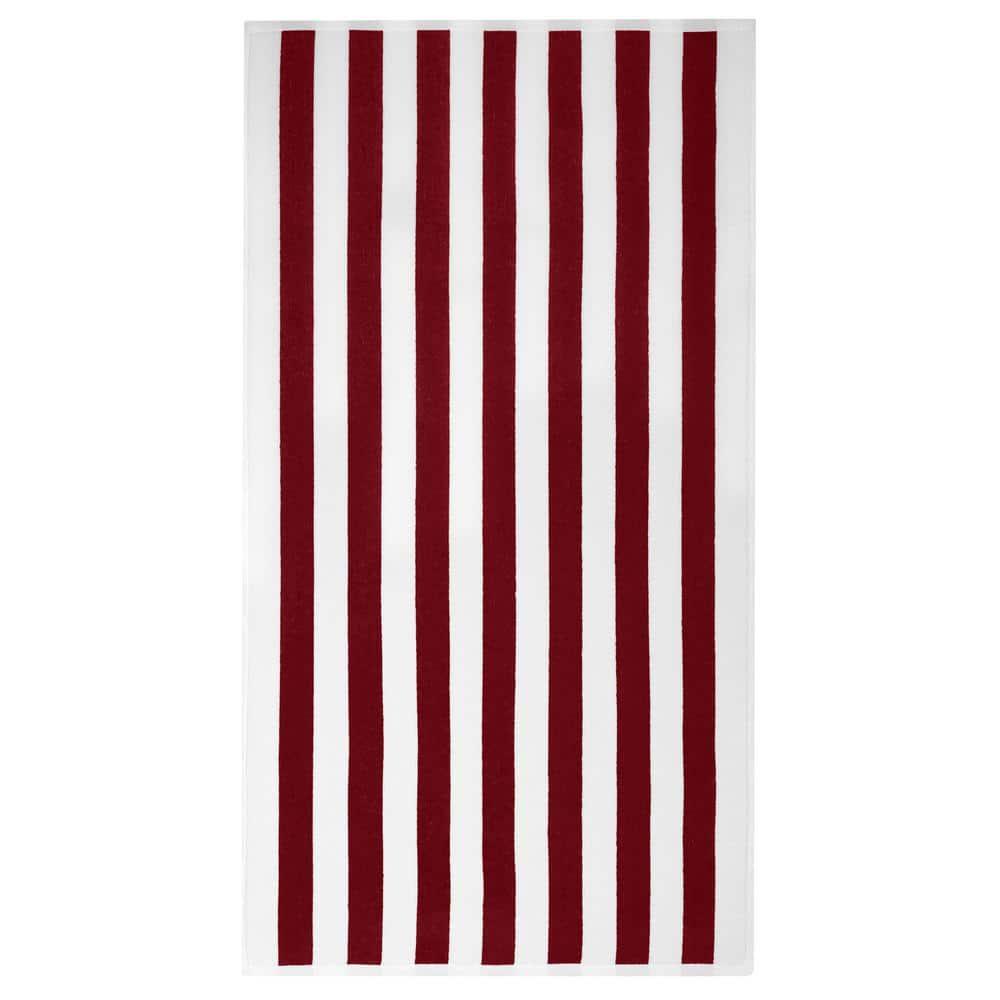 American Soft Linen Beach Towel, 100% Cotton Cabana Striped Beach Towel, 30 in by 60 in Soft Absorbent Beach Pool Towel, White