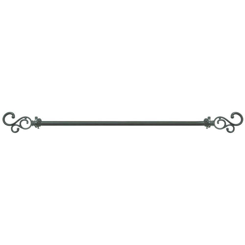 Achim Medley Buono II Decorative Curtain Rod and Finial, 48" - 86", Black