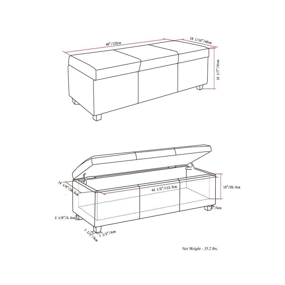 Simpli Home Avalon Large Storage Ottoman Bench