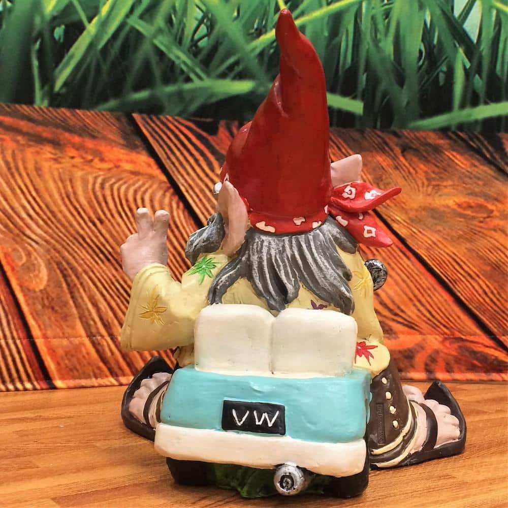 HomeStyles Nowaday Gnome Hippie Jerry "Peace Man" on VW Bus Garden Statue
