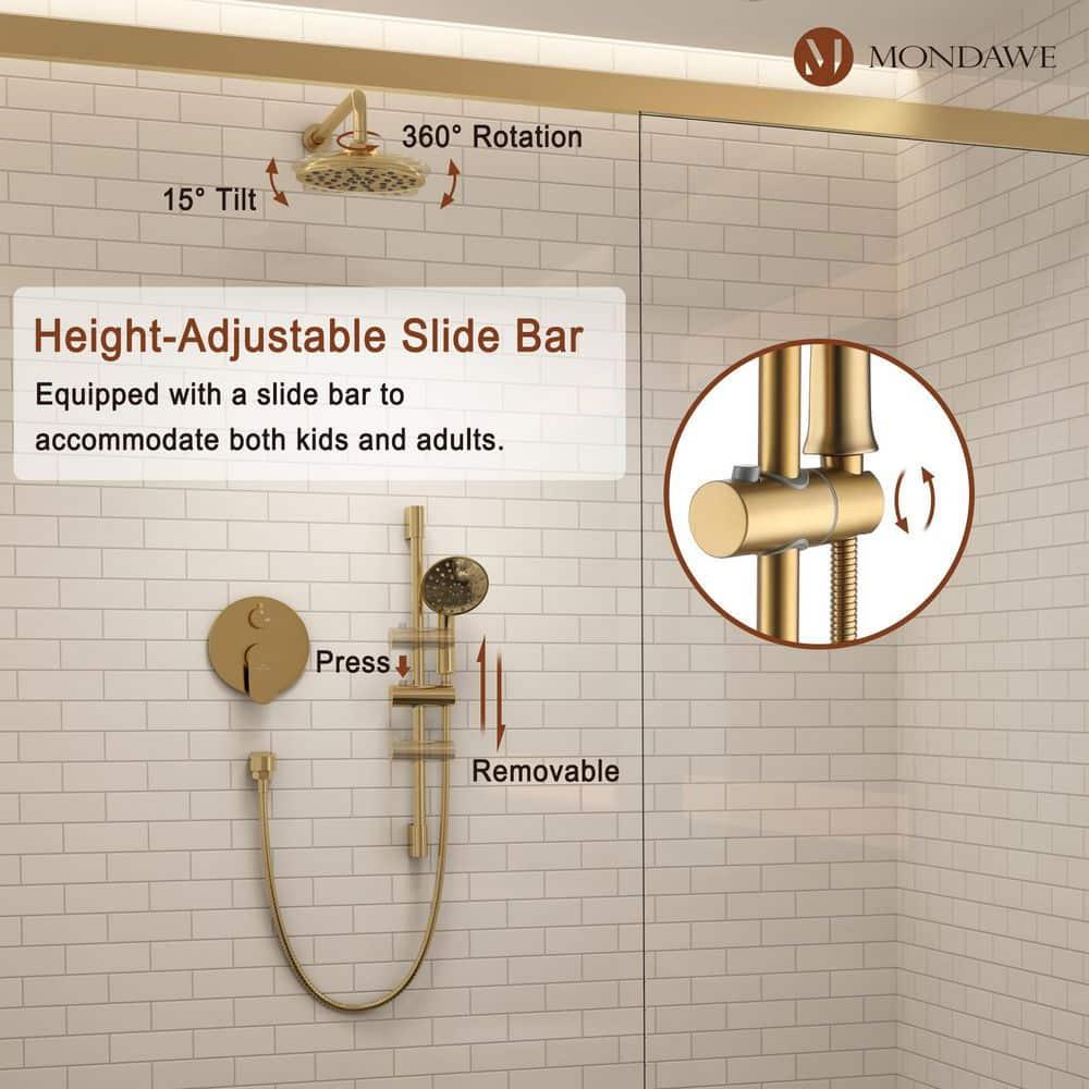 mondawe Calliope Wall Mounted 2-Function Retro Pressure-Balanced Shower System with 3 Setting Handheld MD-A3815-BG