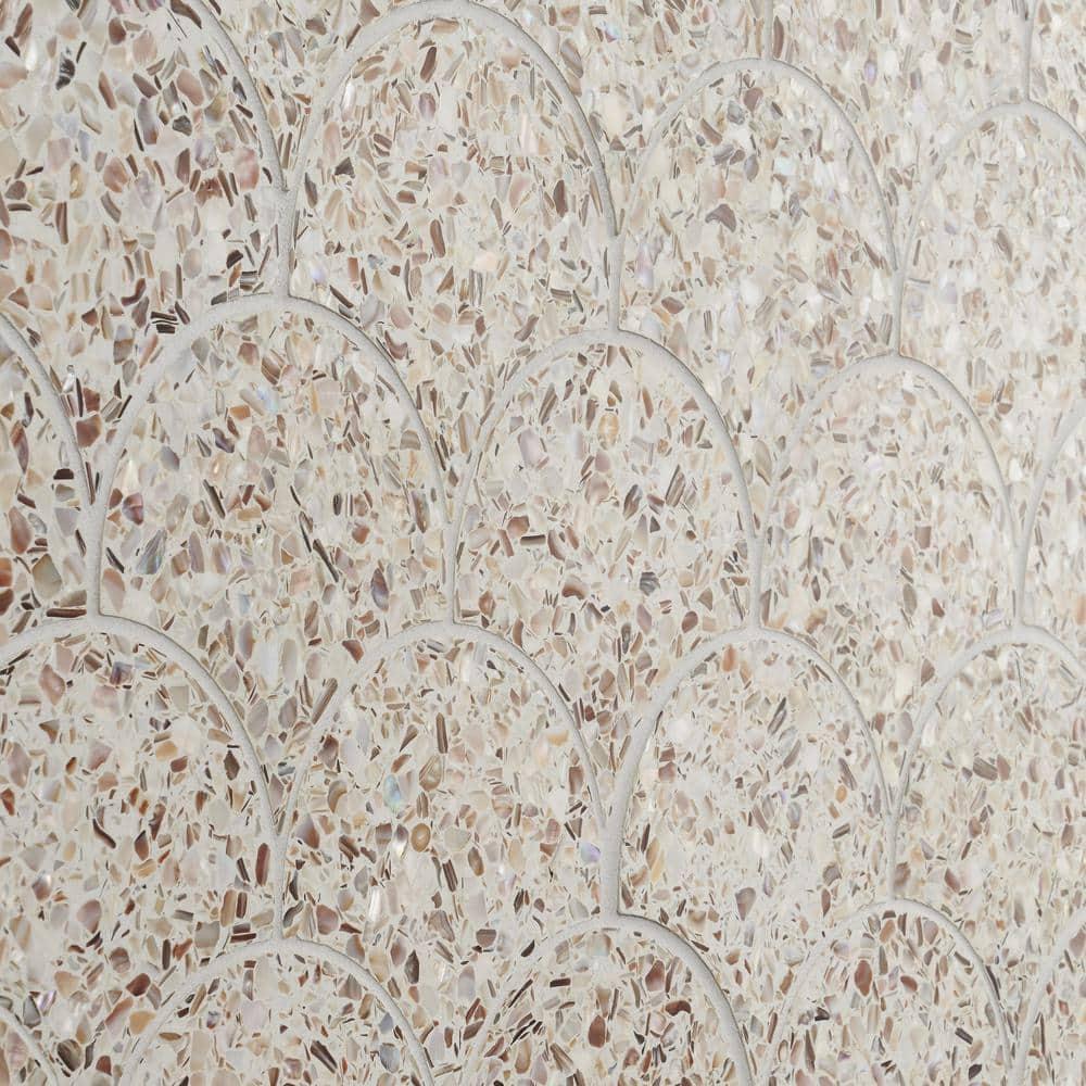 Shoal 5" Fishscale Terrazzo and Pearl Wall & Floor Mosaic Tile (0.74 Sq. Ft. / Sheet)