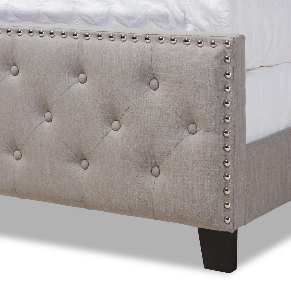 Marion Fabric Upholstered Button Tufted Panel Bed - Baxton Studio