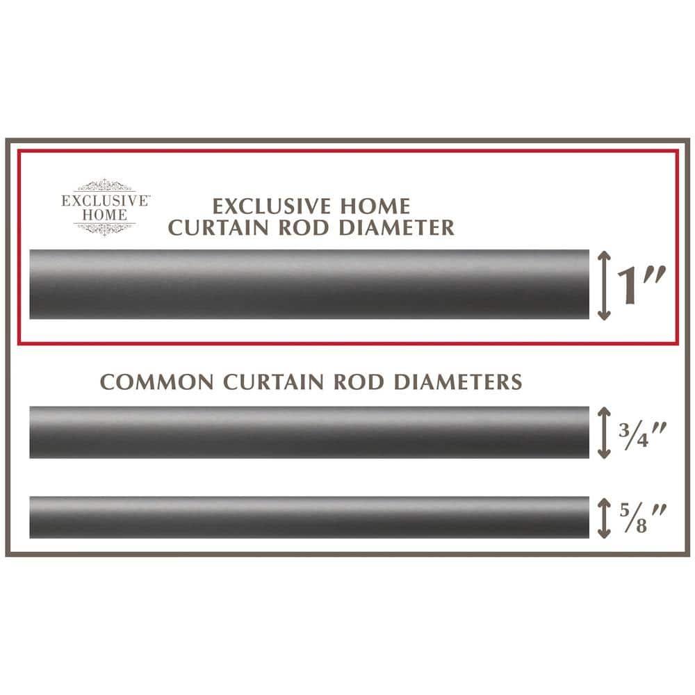 Exclusive Home 36"-72" Topper Curtain Rod - Gunmetal: Matte Finish, Iron, Flat Cap Finial, 25 lb Capacity