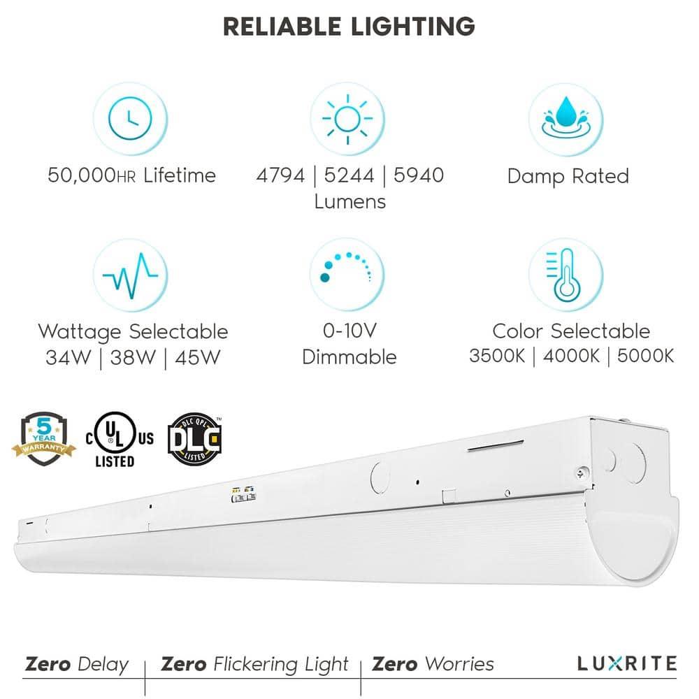 Luxrite 4' Selectable CCT Linear LED Shop Light