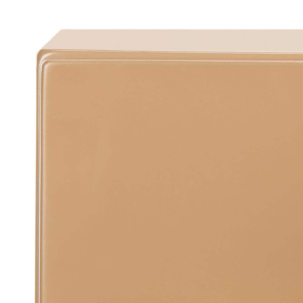 Raquel 3 Drawer Chest - Taupe/Gold/Brown Faux Leather - Safavieh.