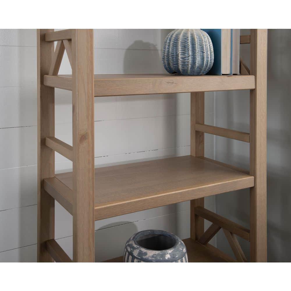 54.45" Original PT - Titian Transitional Solid Wood Display and Storage Bookshelf Driftwood - Linon