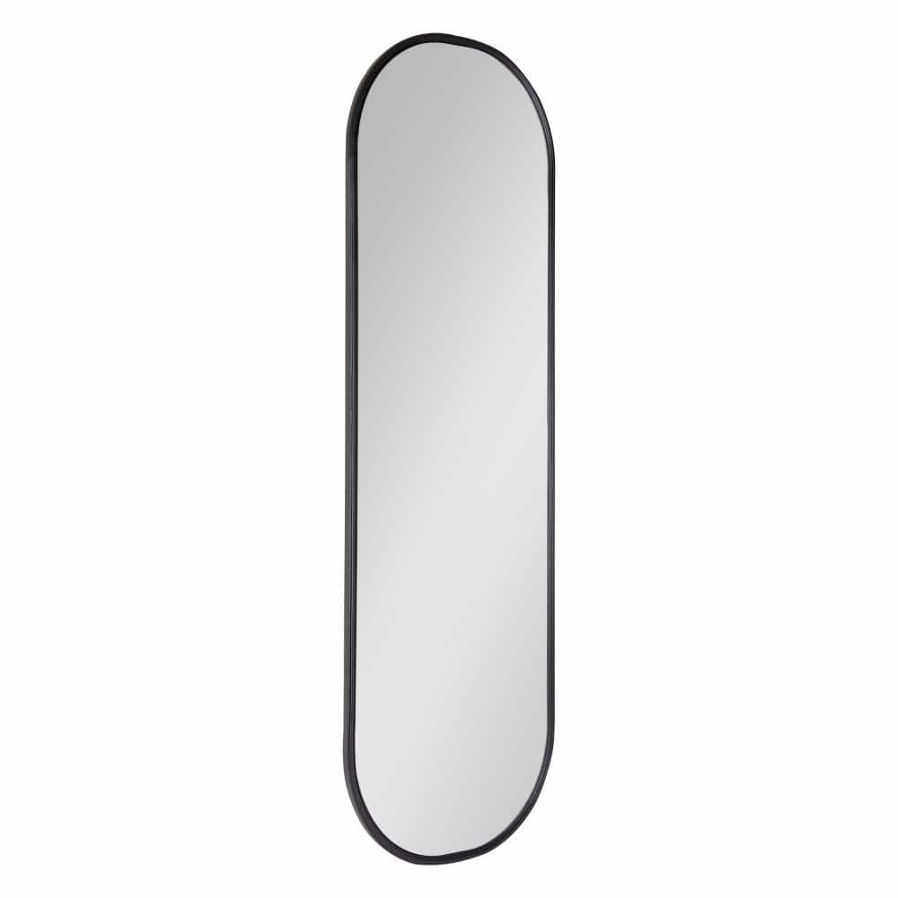 Kate and Laurel Caskill Modern Oval Mirror, 16" x 48", Black, Capsule-Shaped Accent Mirror for Entryway, Living Room, or Bathroom