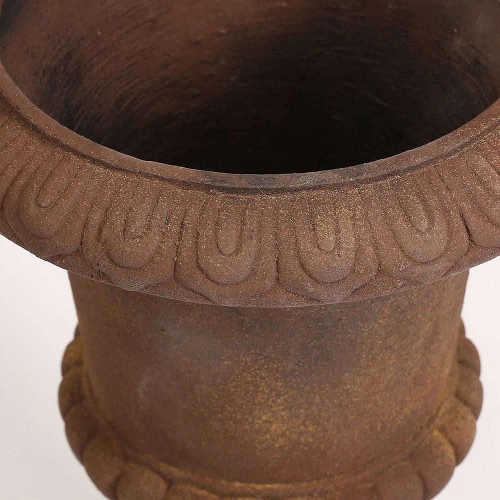 LuxenHome Rustic Brown MgO Indoor/Outdoor Urn Planter, 21.3" H
