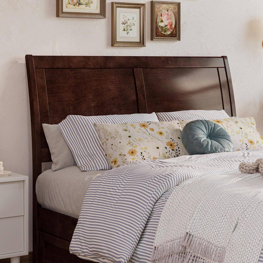 AFI, Andorra Full Platform Bed with Panel Footboard and Twin Trundle, Walnut