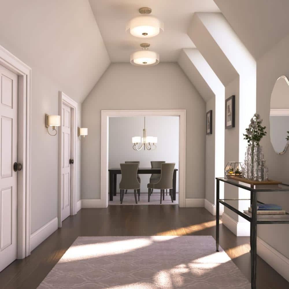 Progress Lighting, Invite Collection, 3-Light Semi-Flush Mount, Brushed Nickel, Sheer Mylar Shade