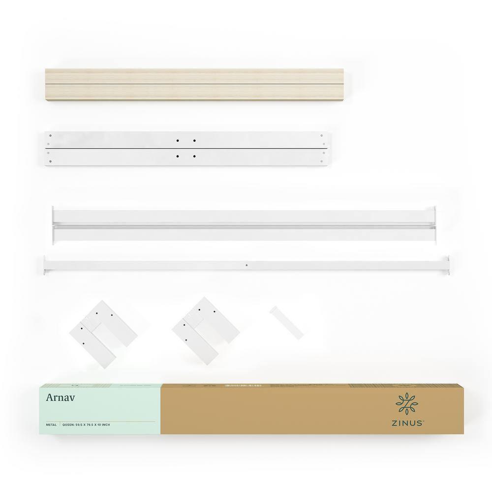 King Arnav 10" Metal Platform Bed Frame White - Zinus: Minimalist Style, No Box Spring Needed