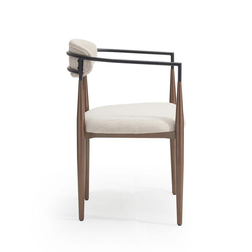 Christopher Knight Home Judith Upholstered Iron Dining Chair (Set of 2), Beige and Black and Gold