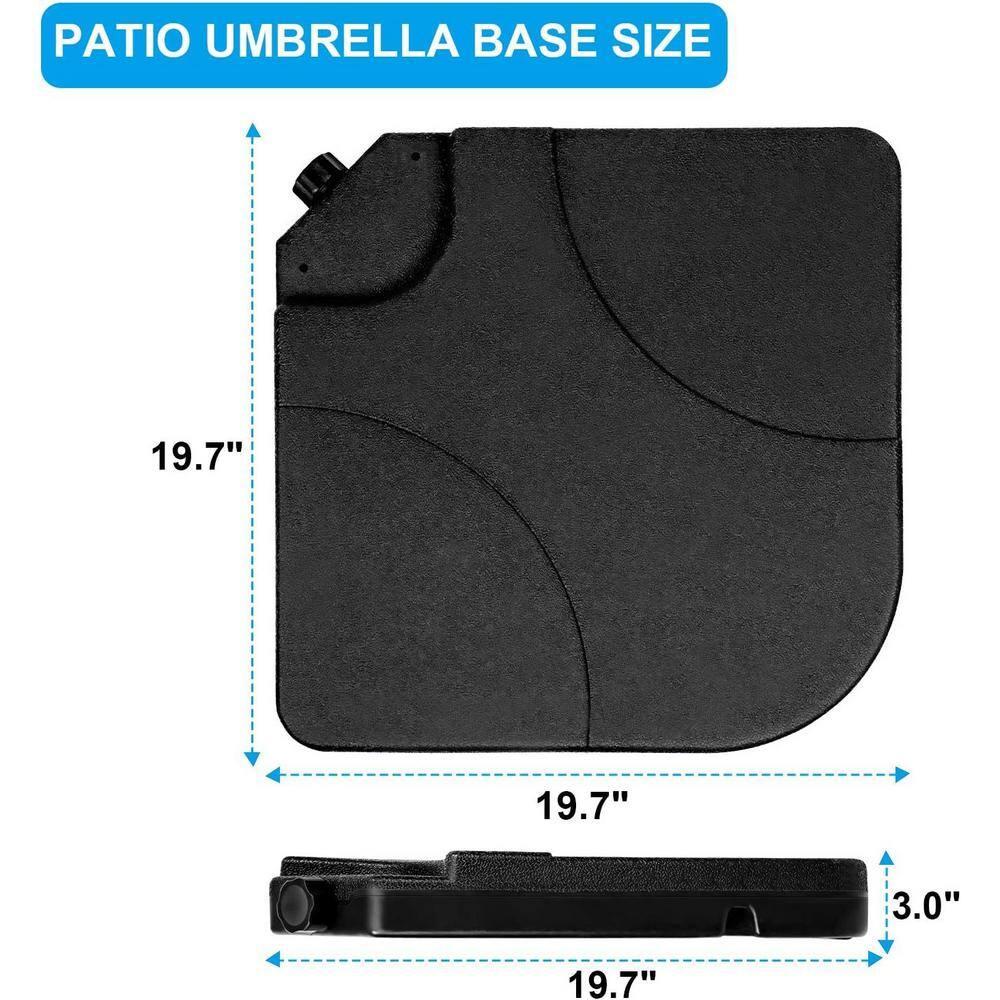 IVV 4PCS Patio Cantilever Offset Umbrella Base, Square Shaped Sand/Water Filled Weight Stand, Outdoor Umbrella Base Plate w/Heavy Duty Plastic, 39" x 39" Umbrella Base (Black)
