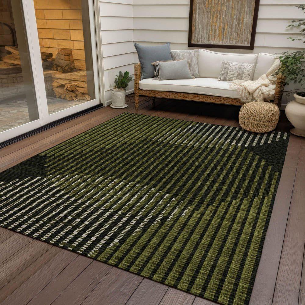 Machine Washable Indoor/Outdoor Chayden ACN1001 Olive
