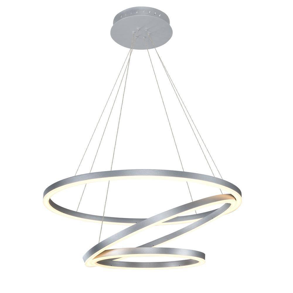 Tania Trio 32-in Integrated LED Ring Pendant Height Adjustable ETL Certified Circular Chandelier
