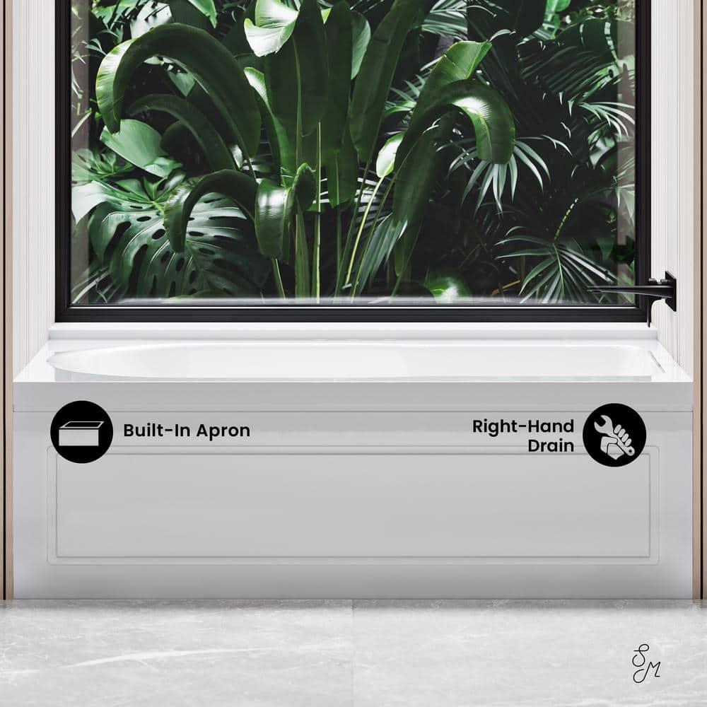 Concorde 60" x 32" Acrylic Glossy White, Alcove, Integral, Apron Bathtub