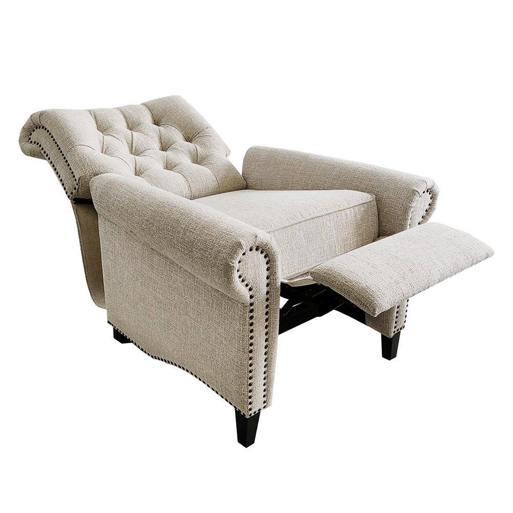 Madison Park Zak Recliner Chair Cream : Polyester Upholstery, Wood Legs, Foam Fill, Spot Clean