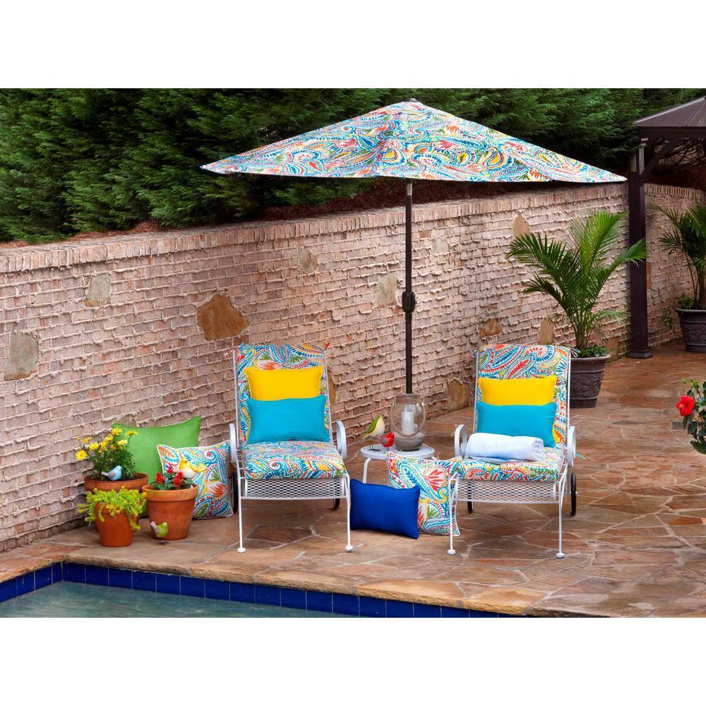 Vibrant Paisley Multi-Color Polyester Outdoor Chaise Lounge Cushion