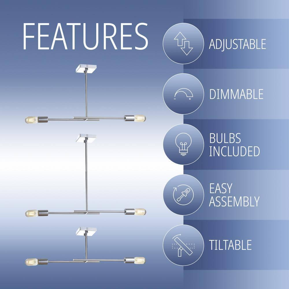 Turing 30.5" Adjustable Metal LED Linear Pendant, Chrome