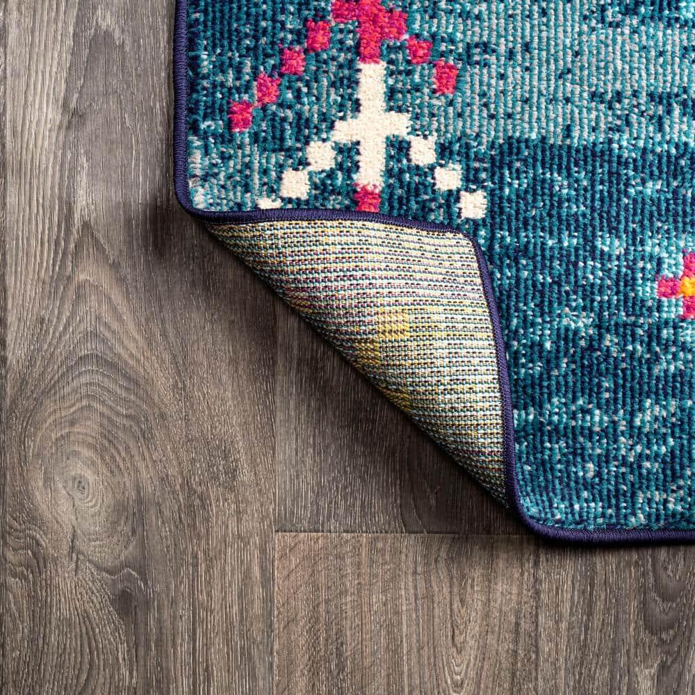 JONATHAN Y Love Geometric Dark Blue/Multi 2 ft. x 8 ft. Runner Rug