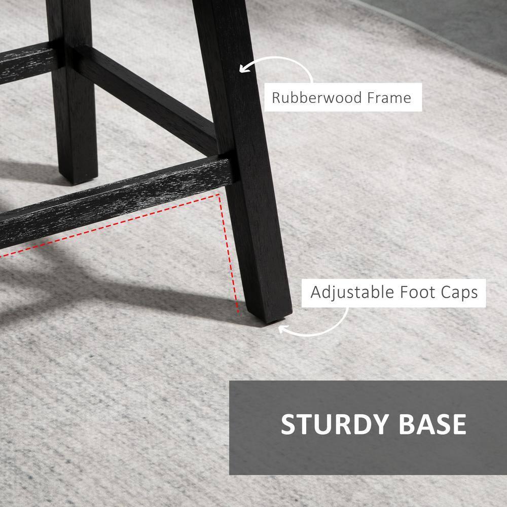 HOMCOM 28" Set of 2 Swivel Bar Height Bar Stools, Armless Upholstered Barstools Chairs with Soft Padding Cushion and Wood Legs