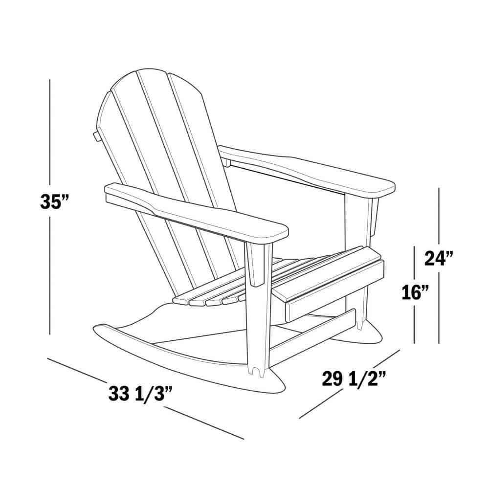 JUSTLET Plastic Adirondack Rocking Chair,HDPE All-Weather Outdoor Rocking Adirondack Chair for Porch, Patio, Balcony,Black