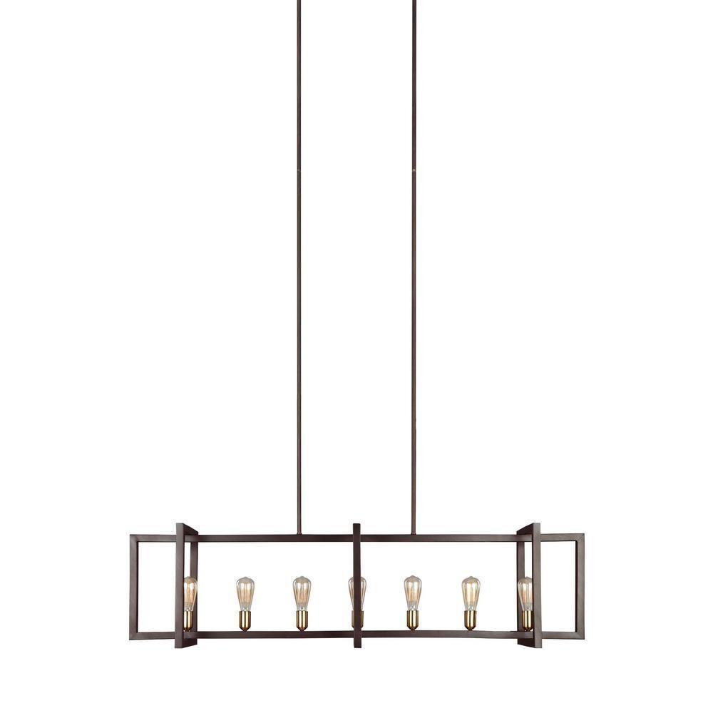 Finnegan New World Bronze Geometric 7-Light Island Chandelier