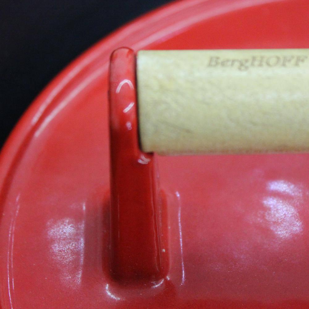BergHOFF 9" Cast Iron Steak Press, Red