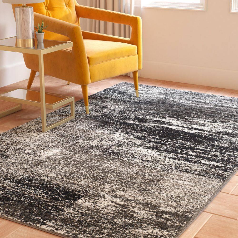 Adirondack ADR112 Machine Made Indoor Area Rug - Silver/Black - 4'x4' - Safavieh