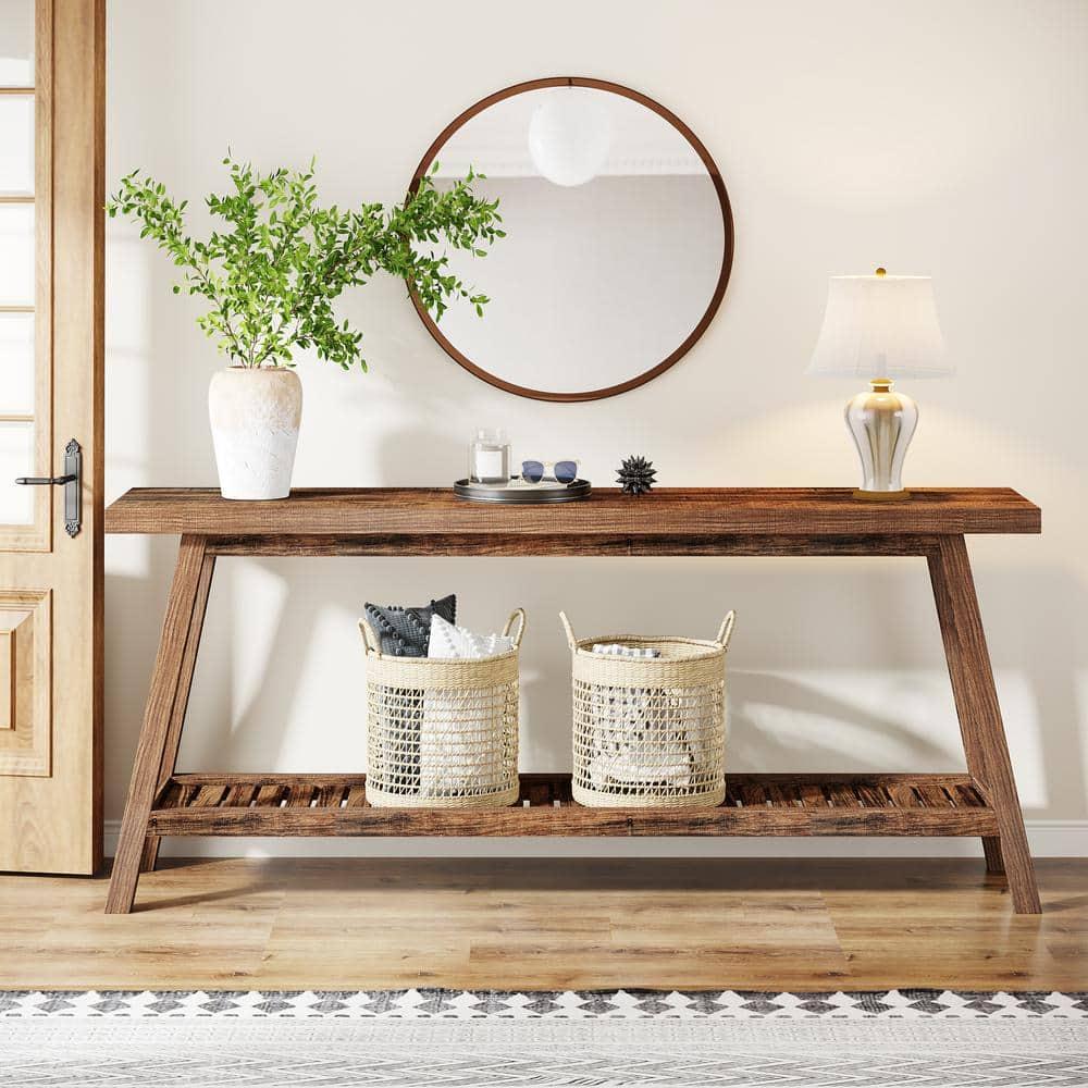 Gracie Oaks 70.9-Inch Farmhouse Console for Entryway, 2-Tier Entry Table Sofa Table