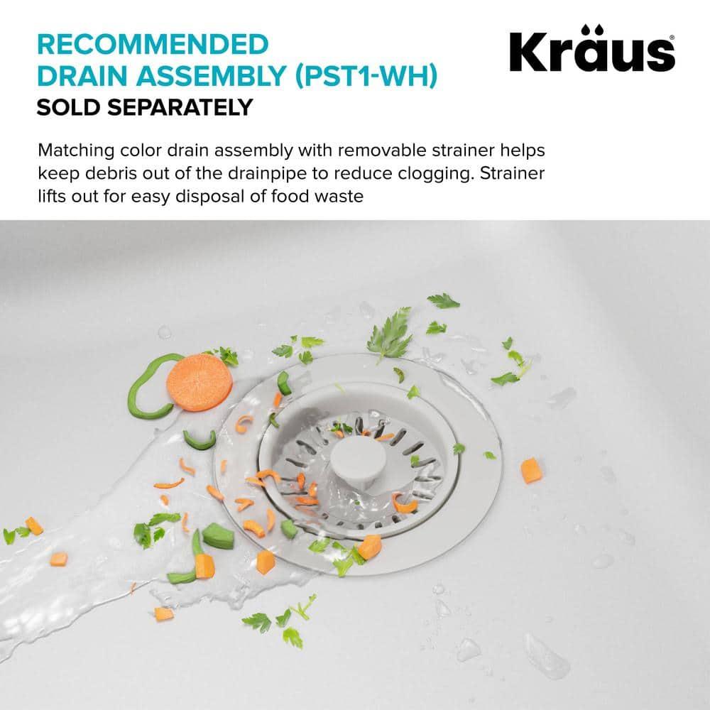 Kraus KRAUS Quarza™ 33" L Dual Mount 60/40 Double Bowl Granite Kitchen Sink KGD-442WHITE