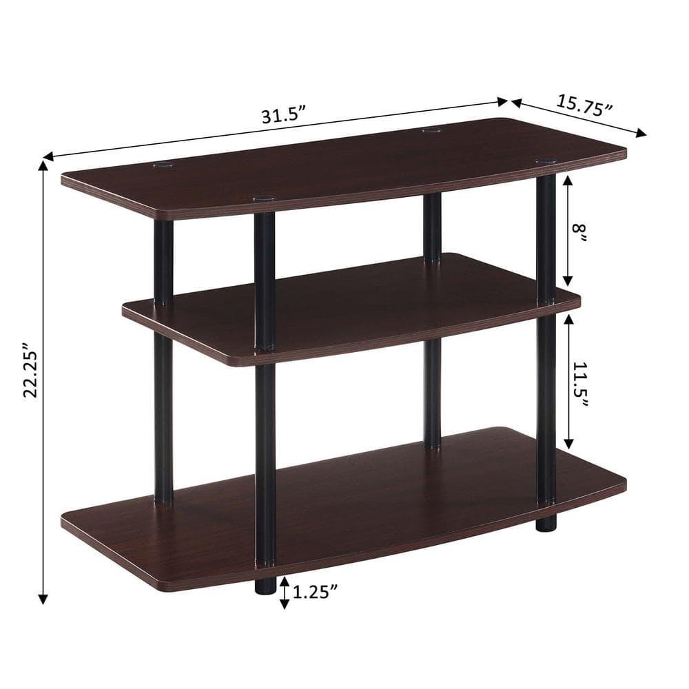 Convenience Concepts Designs2Go No Tools 3 Tier TV Stand, Espresso/Black Poles