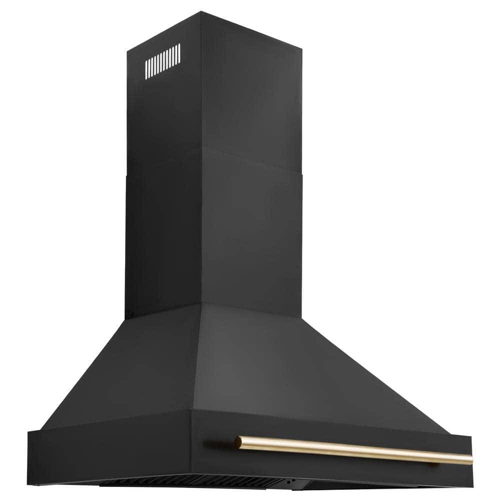 ZLINE ZLINE 36 in. Black Stainless Steel Range Hood W/ Black Stainless Steel Handle (BS655-36-BS) BS655-36-BS
