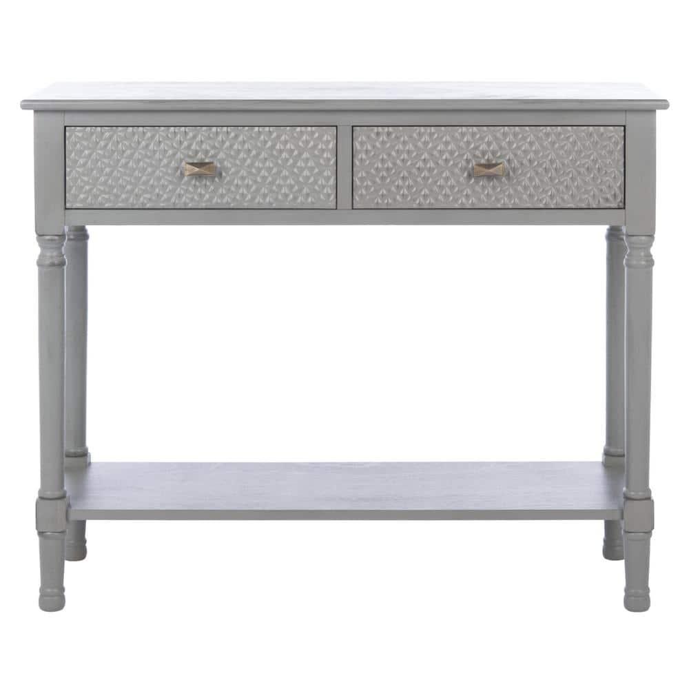 SAFAVIEH Halton Modern 2 Drawer Console Table, Distressed Grey