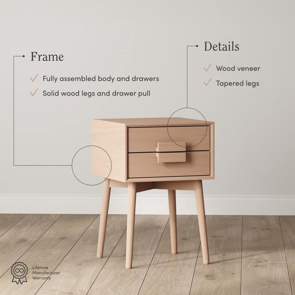 Harper 2-Drawer Wood Nightstand with Storage