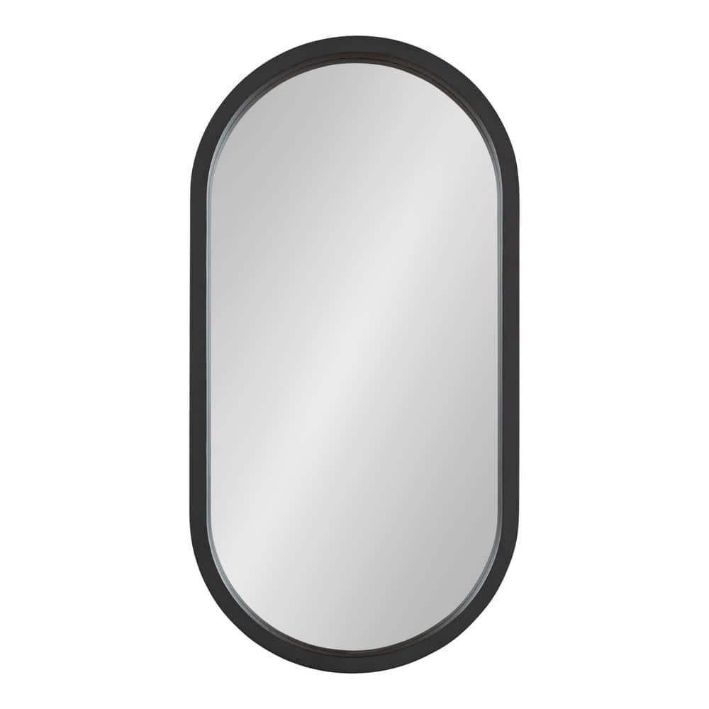 Kate & Laurel All Things Decor 12"x24" Travis Oval Wall Mirror Black: Modern Style, MDF Frame, No Assembly Required
