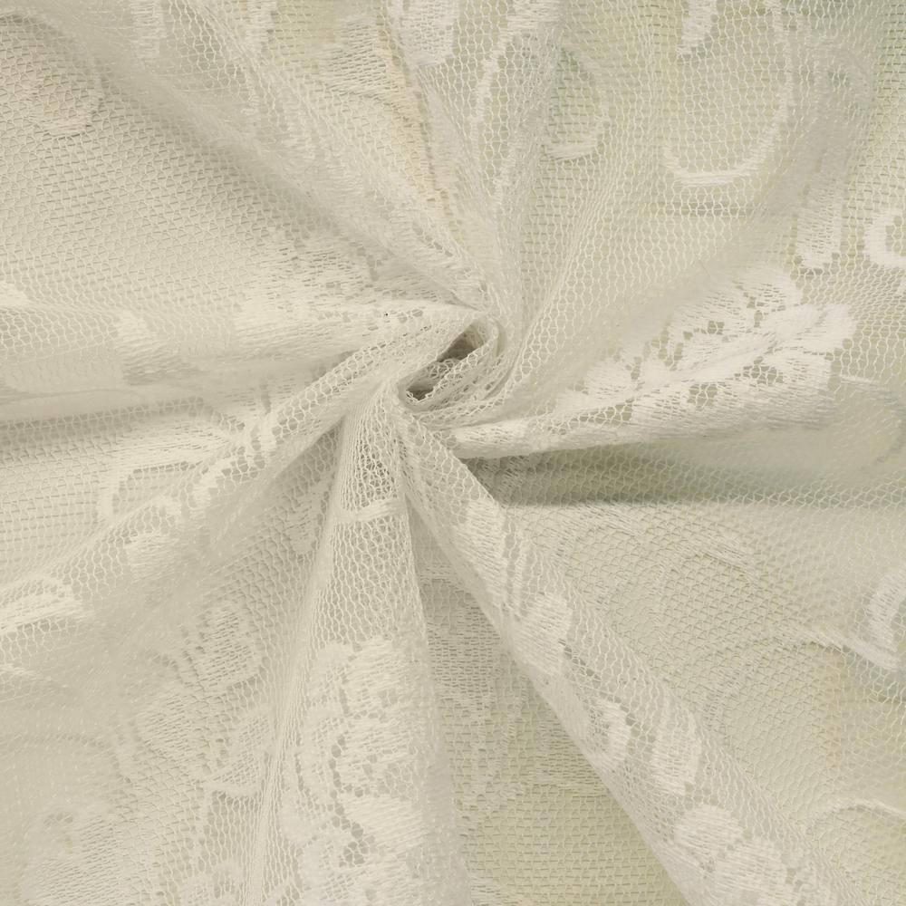 Habitat Limoges Sheer Rod Pocket Timeless Romantic Floral Lace Design Balloon Curtain 55" x 63" Ivory