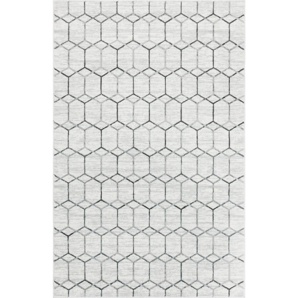 Unique Loom 7' 0 x 10' 0 White Matrix Trellis Tile Area Rug