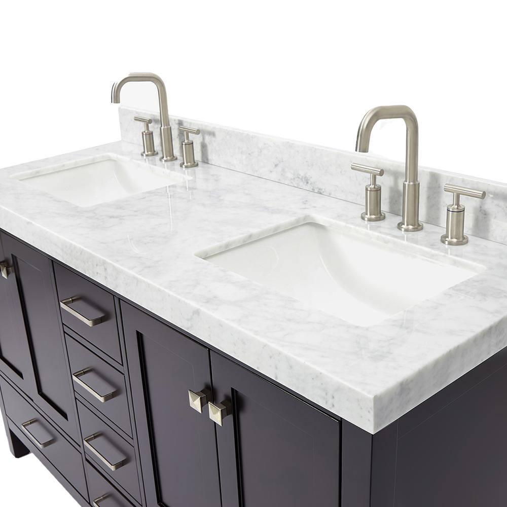 Cambridge Double Bathroom Vanity with Carrara Marble Top