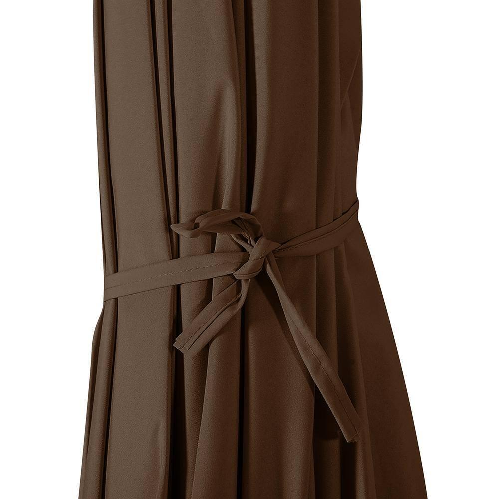 Westin Outdoor 9 Ft Market Patio Umbrella with Round Resin Base for Outdoor Garden UV Water Weather Resistant, Coffee