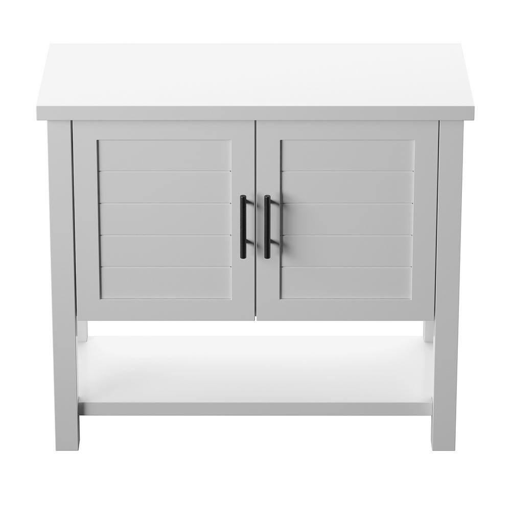 Twin Star Home Console Table with USB Charging Ports and Louvered Doors