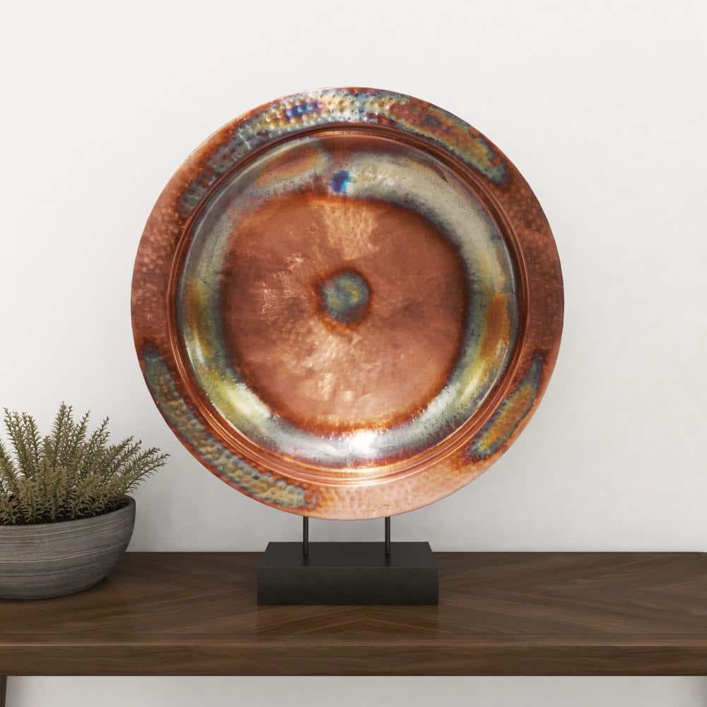 25" x 30" Copper Metal Geometric Sculpture with Black Stand, by DecMode