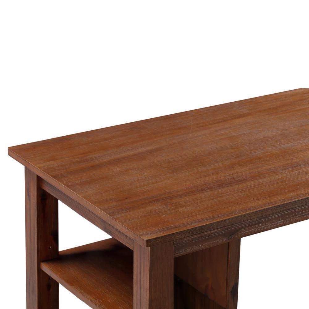 Rectangular Brittany Bar Table with Storage Shelves, Acacia Wood - Boraam: 3-Tier, Rustic Style