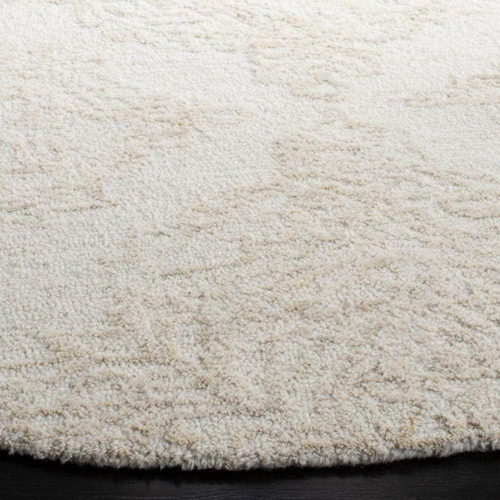 Abstract ABT279 Handmade Tufted Area Rug - Beige/Grey - 6' X 6'  Round - Safavieh
