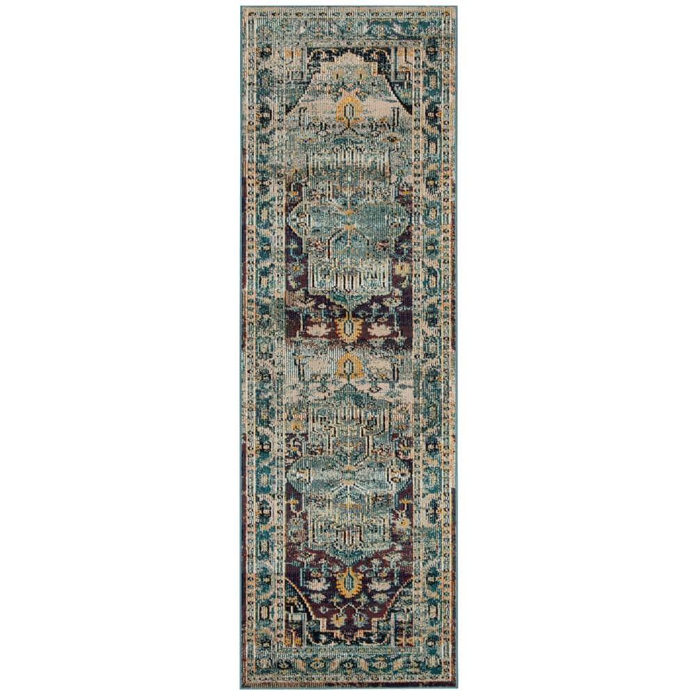 Crystal CRS501 Loomed Indoor Accent Rug - Teal/Rose - 2'2"x5' - Safavieh
